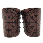 2 PCS Viking Arm Guard Leather Gauntlet Wristband Medieval Arm Bracer Knight Warrior Archery Bracers Retro Wrist Band Punk Bracers Leather PU Cuff Bracers Viking Cosplay Accessories for Adult Kids